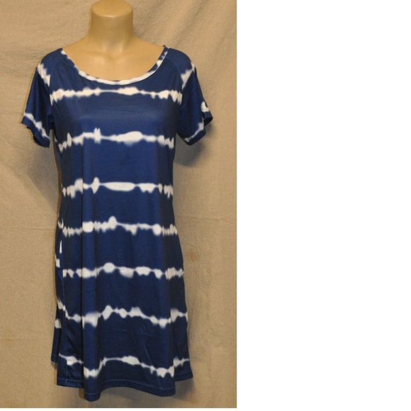 🐯 Alaster Queen NWT blue & white tie dye dress with pockets size SMALL (30) - Picture 1 of 13